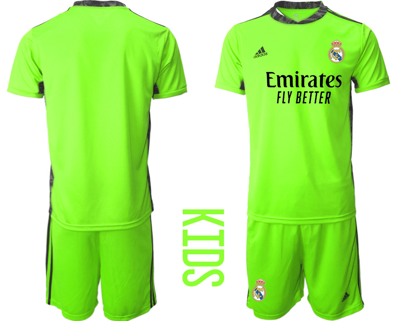 Youth 2020-2021 club Real Madrid fluorescent green goalkeeper Soccer Jerseys1->real madrid jersey->Soccer Club Jersey